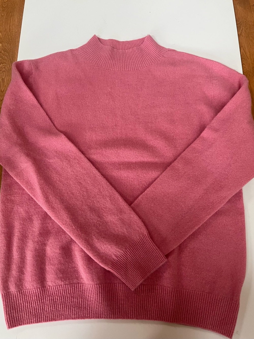 Women’s Wool Pink Mock Neck Sweater - Classic Cozy Pullover